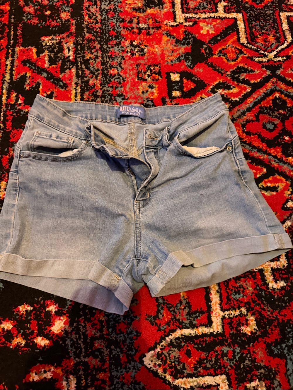 Wax Jean Light Blue Rolled Cuff Denim Shorts